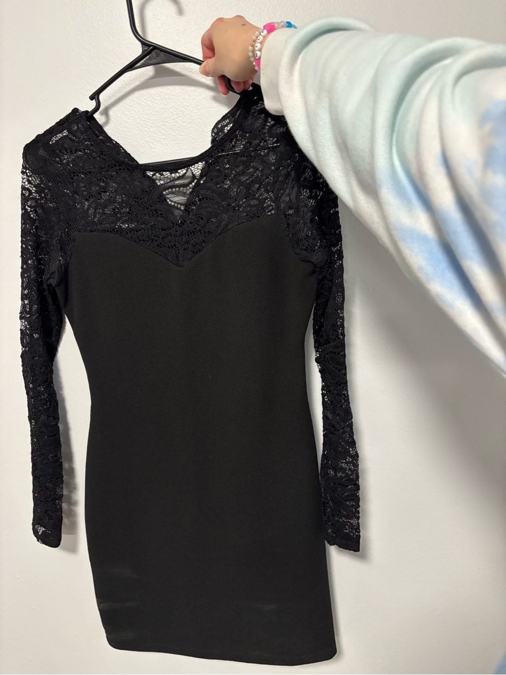 As U Wish Black Lace Long Sleeve Sheath Dress